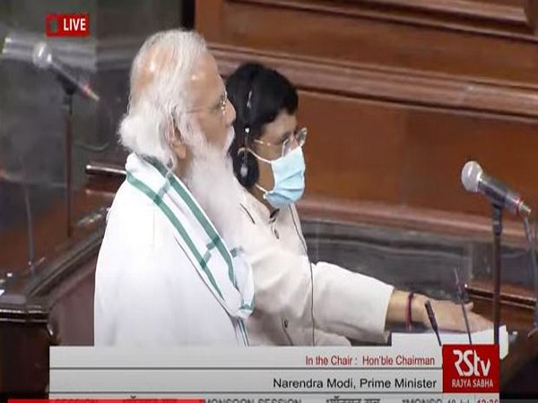 PM Narendra Modi introduced new Ministers in Rajya Sabha (Photo/ANI)