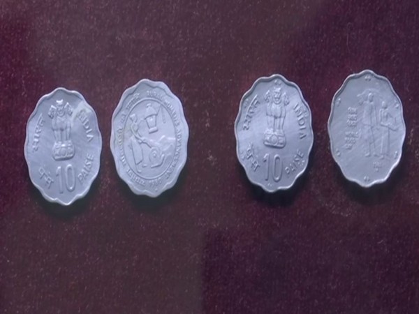 Old coins on display in the coin museum at Hyderabad. (ANI/photo)