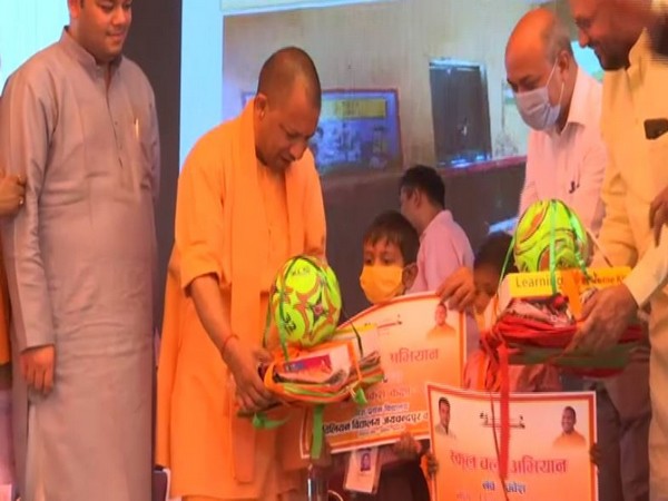 Uttar Pradesh Chief Minister Yogi Adityanath launches the School Chalo Abhiyan (Photo/ANI)