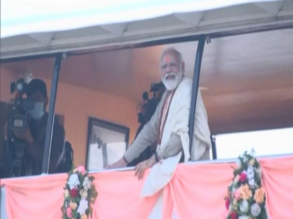 Prime Minister Narendra Modi on a cruise boat (Photo/ ANI)