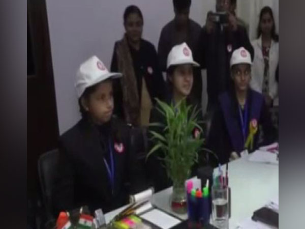 Girls students were attcahed with District officials on Tuesday in Ghaziabad (photo/ANI)