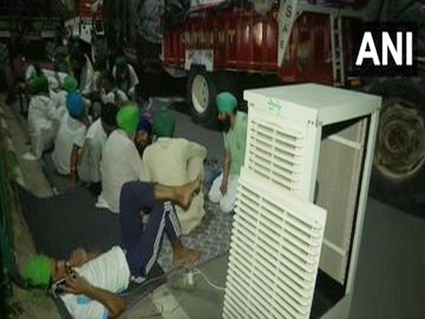Visuals of farmers protesting at Chandigarh-Mohali border