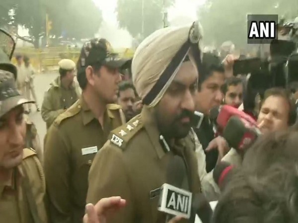 Delhi Police PRO MS Randhawa speaking to media at Red Fort in New Delhi on Thursday. Photo/ANI