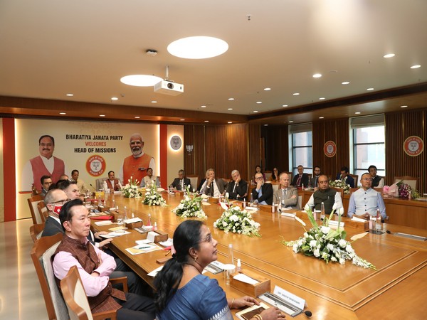 Envoys of 13 nations met BJP national president JP Nadda on Wednesday (Photo:Twitter/Jagat Prakash Nadda)