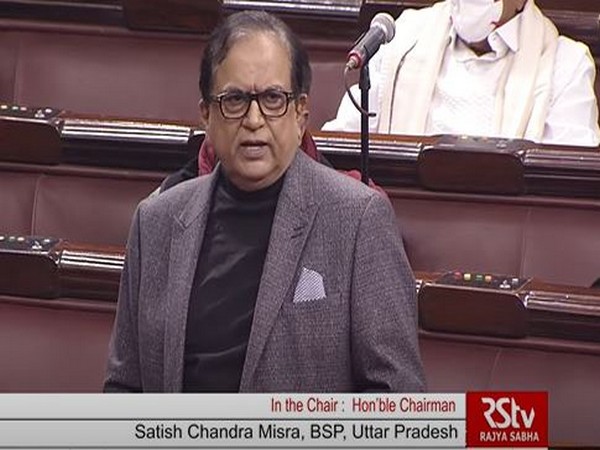 Bahujan Samaj Party Rajya Sabha MP Satish Misra speaking in Parliament on Feb 5.