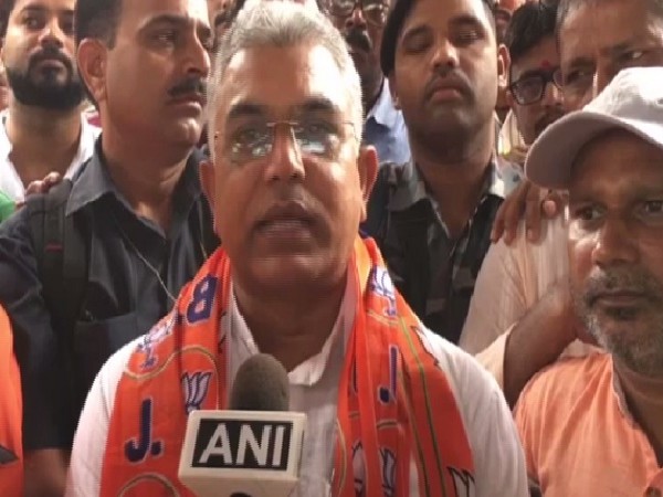 BJP West Bengal president Dilip Ghosh speaking to ANI in Siliguri on Tuesday.