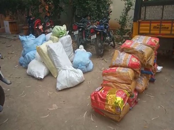 Kanchikacharla police on Tuesday conducted searches and seized banned tobacco products [Photo/ANI]