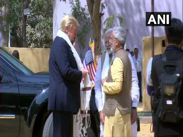 US President Trump and Prime Minister Narendra Modi at Sabarmati Ashram in Ahmedabad on Monday Photo/ANI