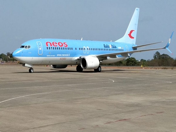 The aircraft bringing the Goan seafarers at Goa International Airport. 