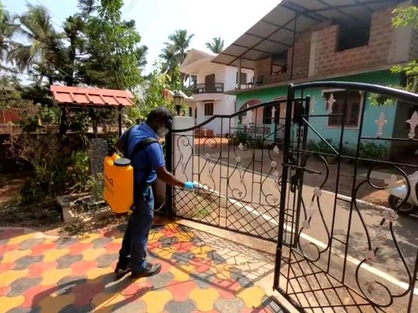 Door-to-door sanitisation conducted in Aquem Baixo Village, Goa. Photo/ANI