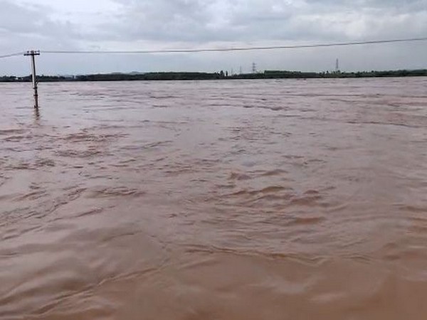A view of the Godavri river flowing in Bhadrachalam area of Telangana on Monday. Photo/ANI