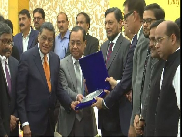 CJI Ranjan Gogoi, Justice SA Bobde and other judges at the event in Supreme Court lawns.  Photo/ANI