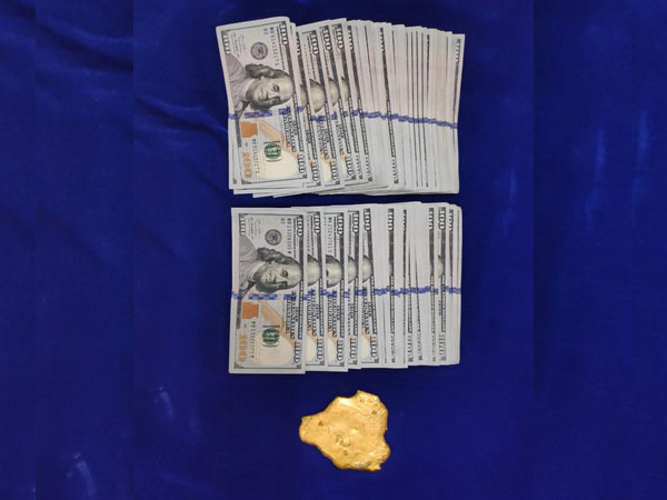 The seized gold and cash by the Customs officials at Chennai airport. (Photo/ANI)