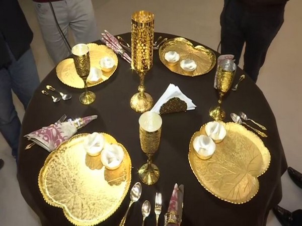 Gold and silver tableware made for US President Donald Trump. Photo/ANI