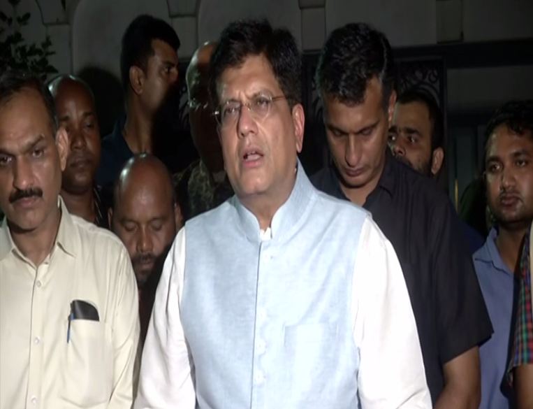 Union Minister Piyush Goyal speaking to media persons in New Delhi on Saturday. Photo/ANI