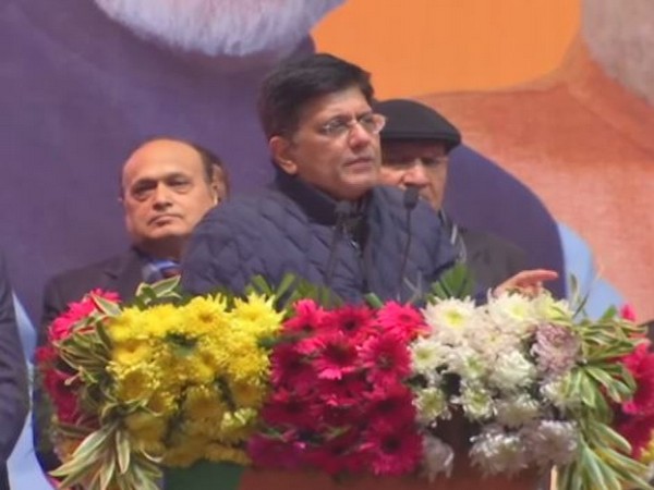 Union Minister Piyush Goyal speaking at an event in Talkatora stadium in New Delhi on Monday