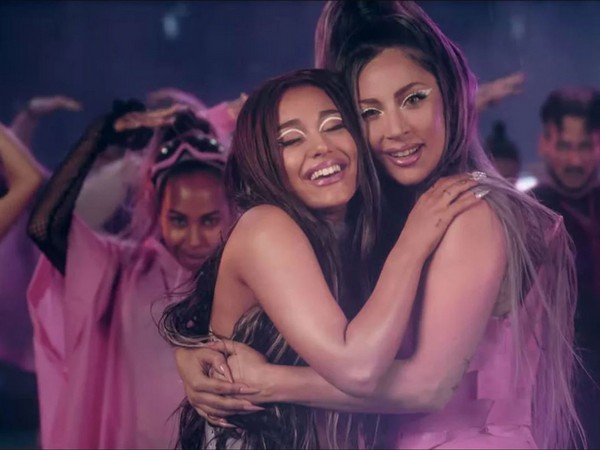 Ariana Grande and Lady Gaga in a still from their song 'Rain On Me' (Image source: Instagram)