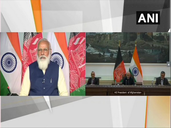 Prime Minister Narendra Modi and Afghanistan President Ashraf Ghani during a virtual conference on Tuesday.