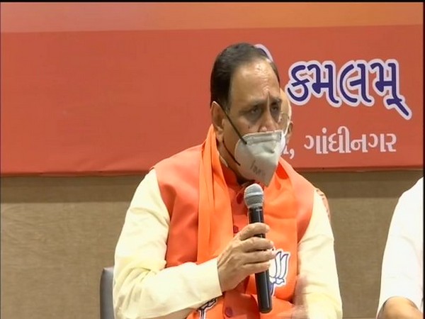 Gujarat Chief Minister Vijay Rupani speaking at the press conference on Tuesday. 