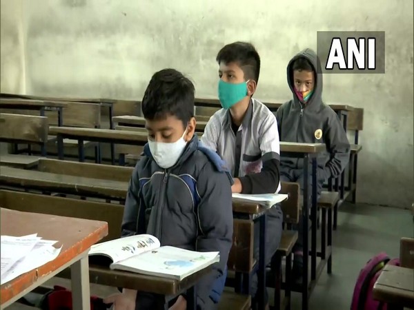 Students of Nishan Higher Secondary School in Ahmedabad. (ANI/photo)