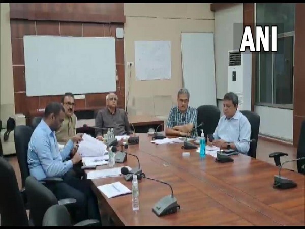 Gujarat CM Bhupendra Patel during meeting with District Collectors from the State Emergency Operations Center on Sunday. (ANI/photo)