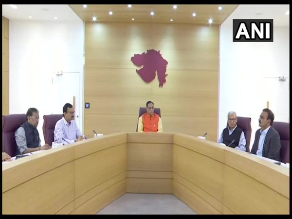 Gujarat Chief Minister Vijay Rupani chairing a high-level meeting in Gandhinagar on Thursday.
