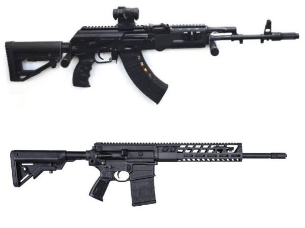 AK-203 and  SigSauer 716 assault rifles