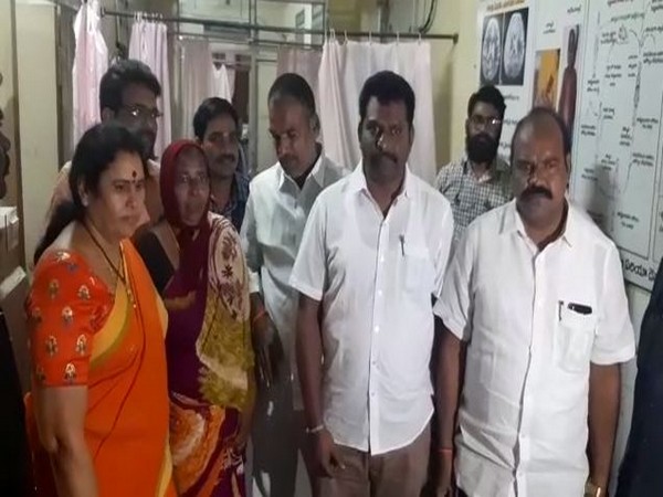 TDP MLA M Giridhar meeting victim family at hospital in Guntur, Andhra Pradesh. 