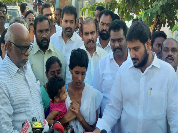 Family of late plumber P Venkatesh meeting TDP leaders on Monday. (Photo/ANI)