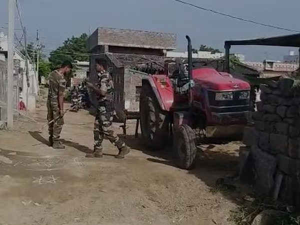 Heavy police force has been deployed in Granthasiri village following clashed between TDP and YSR Congress workers on Tuesday. Photo/ANI