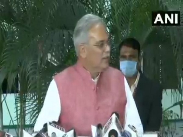 Chhattisgarh Chief Minister Bhupesh Baghel addressing a press conference. (Photo/ANI)