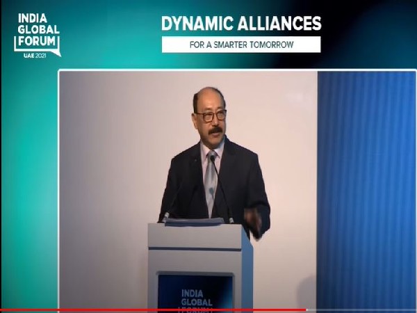 Foreign Secretary Harsh Vardhan Shringla speaking at India Global Forum 2021 in Dubai