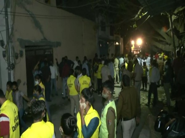 A visual from the site of building collapse in the Kashmere Gate area in North Delhi.