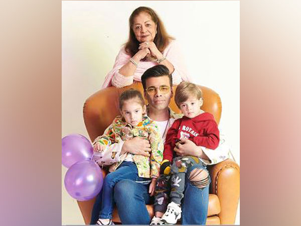 Karan Johar with kids Yash and Roohi Johar and mom Hiroo Johar (Image couresty: Instagram)