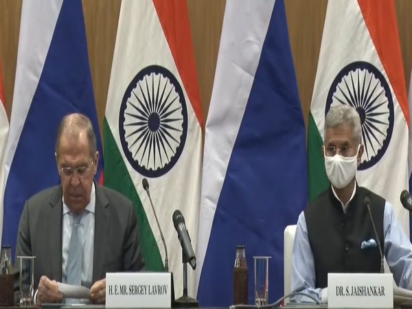 Russian Foreign Minister Sergey Lavrov and External Affairs Minister (EAM) S Jaishankar during a press conference on Tuesday.