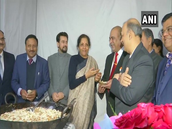  Finance Minister Nirmala Sitharaman during the 'Halwa ceremony' at the North Block in New Delhi in January 2020. (File Photo/ANI)
