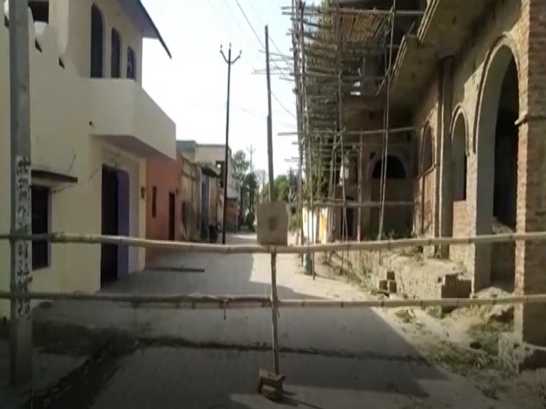 The entry to the village in UP's Hapur district has been closed due to the lockdown. Photo/ANI