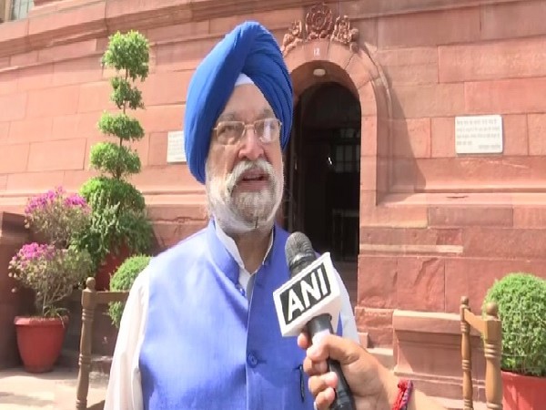 Civil Aviation Minister Hardeep Singh Puri speaking to ANI in New Delhi on Friday. 