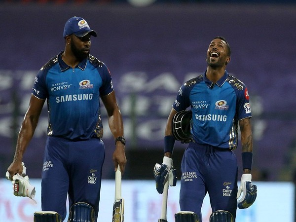 Kieron Pollard and Hardik Pandya. (Photo: BCCI/IPL)