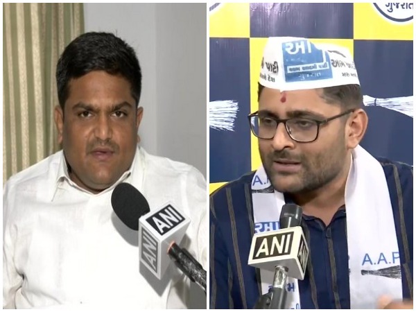 Gujarat Congress Working President Hardik Patel (Left) and Aam Aadmi Party Gujarat chief Gopal Italia (Photo:ANI)