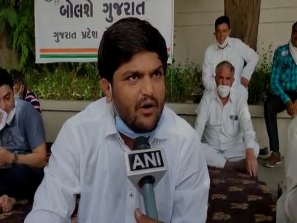 Congress leader Hardik Patel speaking with ANI on Sunday. [Photo/ANI]