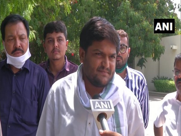 Congress leader Hardik Patel speaking to ANI in Rajkot on Saturday. [Photo/ANI]