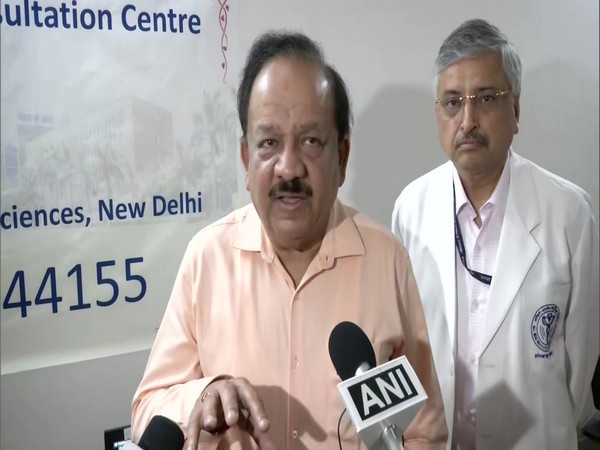 Union Minister Harsh Vardhan speaking to media in New Delhi on Saturday. Photo/ANI