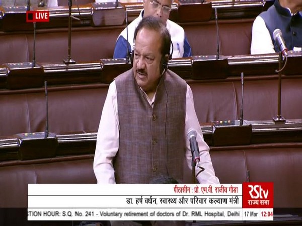 Union Minister Harsh Vardhan speaks in Rajya Sabha on Tuesday [Photo/ANI]