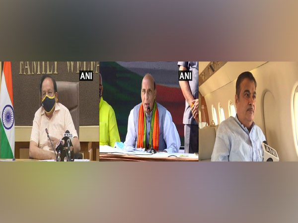 Union Ministers Harsh Vardhan, Rajnath Singh, Nitin Gadkari condoled the deaths of 13 patients in Palghar hospital fire on Friday. [Photo/ANI]