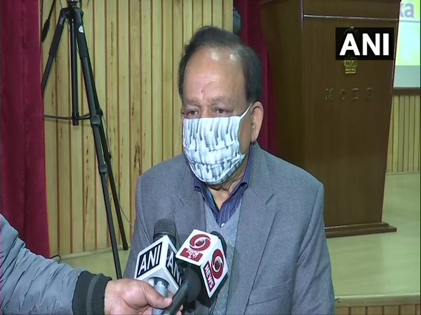 Union Health Minister Dr Harsh Vardhan talking to media in New Delhi on Friday. (Photo/ANI)
