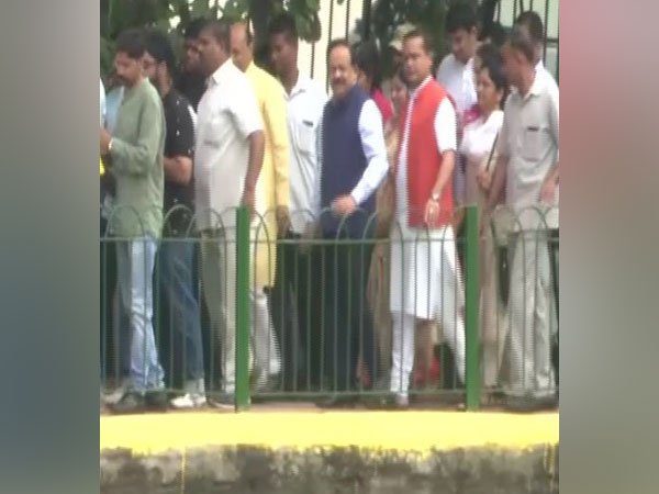 Union Minister Harsh Vardhan at Naini lake in Delhi on Sunday. Photo/ANI