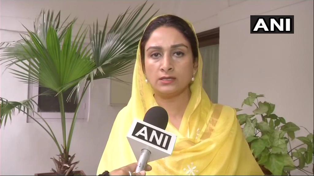 Union Minister Harsimrat Kaur speaking to ANI on Thursday in New Delhi.