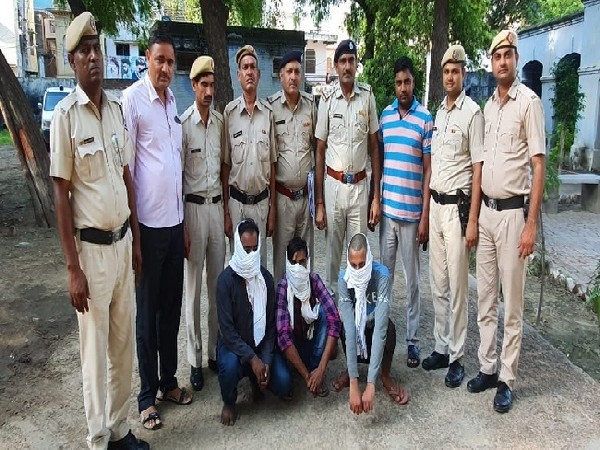 The three accused arrested by Haryana Police for trying to break open an ATM kiosk.