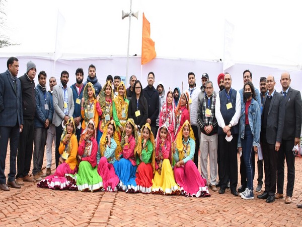 International player of Haryana and artists join the tableau of Haryana at the Republic Day celebrations to be held at Rajpath in New Delhi on January 26